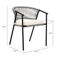 thumbnail image 3 of Dextrus Outdoor Dining Chair Set of 4, Rope Woven Stackable Patio Dining Armchair With Cushions - Beige, 3 of 15
