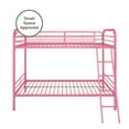DHP Dusty Twin over Twin Metal Bunk Bed with Secured Ladder, Pink