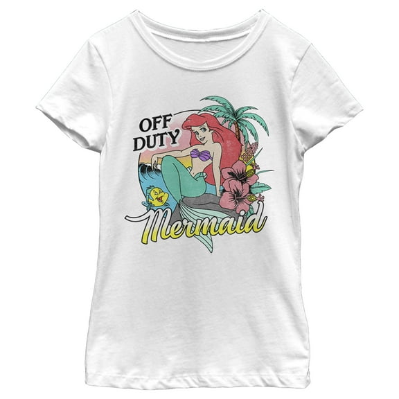 Girl's The Little Mermaid Off Duty Ariel Graphic Tee White Medium