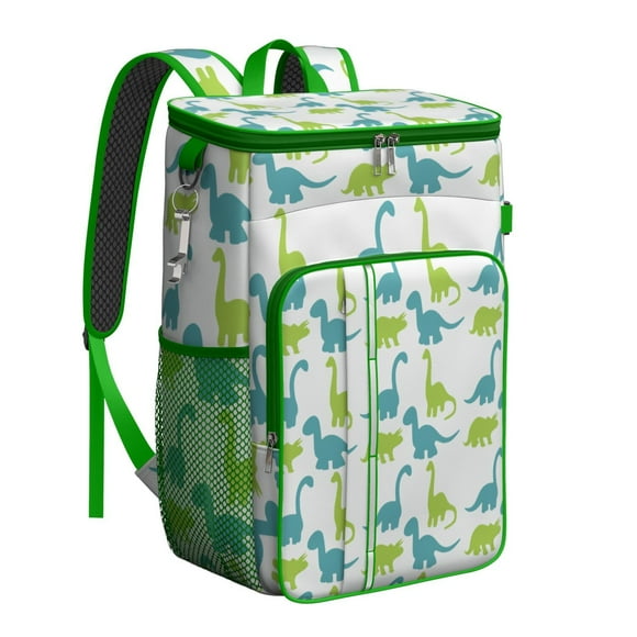 Dino Print Insulated Backpack Cooler – Leakproof Lunch Bag with Colorful Dinosaur Design for Travel, Picnic & Office