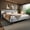 Gray, variant on Chic Linen Upholstered Bed with Integrated Lights and Shelves, Grey, Queen