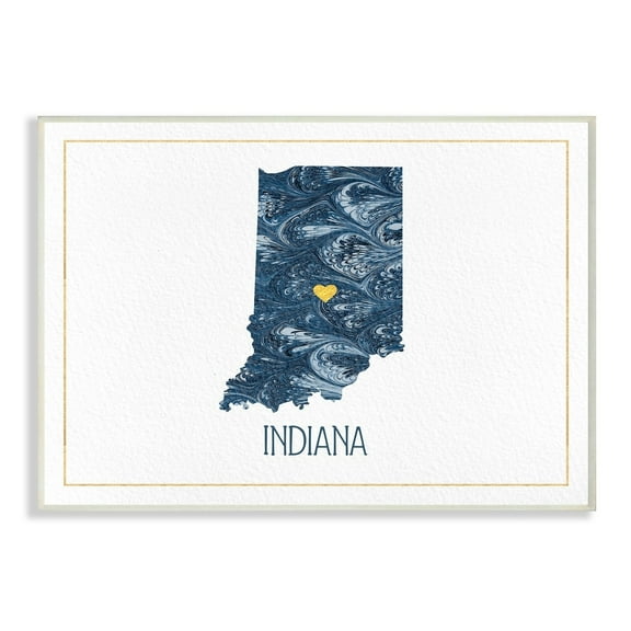 The Stupell Home Decor Indiana Minimal Blue Marbled Paper Silhouette Wall Plaque Art