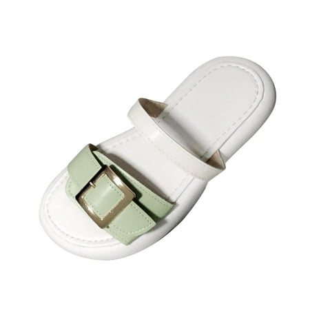 

Summer Savings Clearance! PEZHADA Womens Sandals Slippers for Women Versatile Flat Bottomed Roman Sandals Thick Soled Slippers For Outer Wear Green
