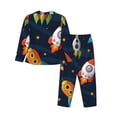 thumbnail image 2 of Goofa Spaceships and Stars Printed Women’s 2 Piece Pajama Set Super,Pajamas Women's Long Sleeve Sleepwear Soft Button Down Loungewear Pjs Lounge Set Nightwear-Large, 2 of 9