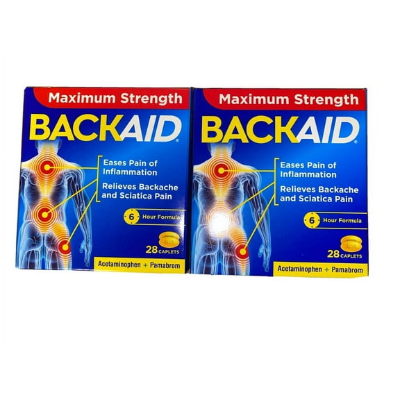 BACKAID Maximum Strength Pain Relief 28 Caplets Each 2 Pack BACK PAIN