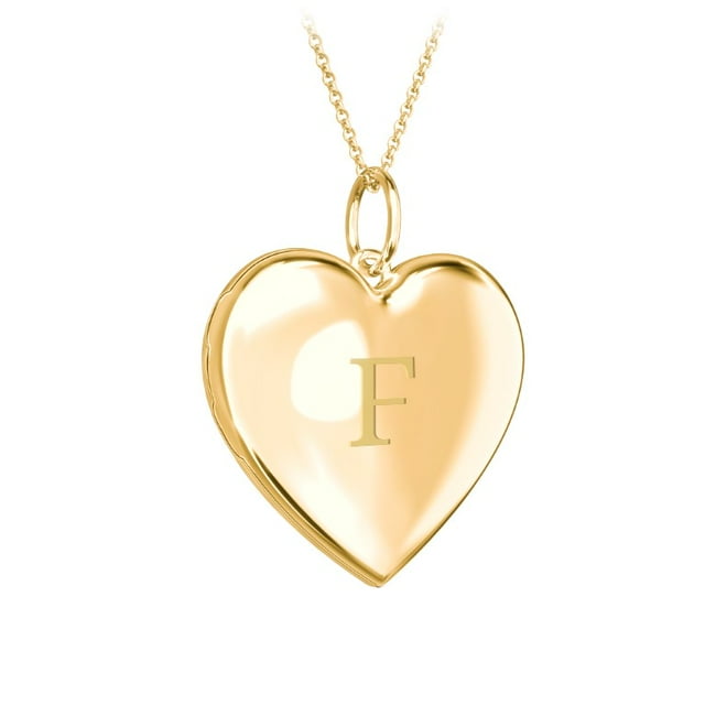 Collier Médaillon Cœur Initial en Or Jaune 10K