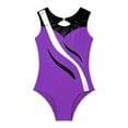 thumbnail image 5 of YONGHS Kids Girls Rhinestone Sleeveless Gymnastics Ballet Leotard Figure Ice Skating Dance Biketard Purple 4, 5 of 7