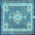thumbnail image 1 of Ahgly Company Indoor Square Medallion Light Blue Traditional Area Rugs, 8' Square, 1 of 4
