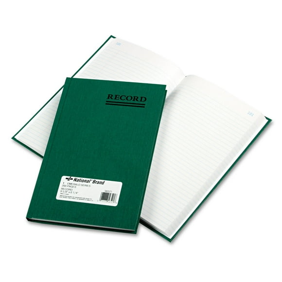 National 56521 Emerald Series Account Book Green Cover 200 Pages 9 5/8 x 6 1/4