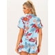 thumbnail image 4 of Conjunto de camisa y pantalones cortos Allegra K hawaianos mujer 2023 verano Cielo Azul XS, 4 of 6