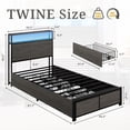 thumbnail image 4 of Bolvdo Twin Bed Frame with Two-Tier Storage Headboard, USB Port and LED Light, Four Storage Drawers, Grey, 4 of 7