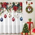 thumbnail image 6 of Shower Curtain Bathroom Set Christmas Bells Red Poinsettia Watercolor Waterproof Fabric Shower Curtains with Grommets&Hooks Pinecone Berry on White Privacy Bath Curtain for Bathtub 36x72in, 6 of 9