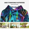 thumbnail image 4 of Uemuo Colorful Tropical Leaves Pattern Women's Hoodie with Eye-catching Drawstrings- Casual Pullover Hoodie with Kangaroo Pocket, Stylish Hooded Sweatshirt-Medium, 4 of 7