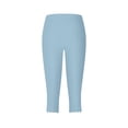 thumbnail image 5 of EHRWE Womens Leggings Women Solid Color Cropped Pants Yoga High Waist Leggings Summer Beach Pants Casual Workout Stretch Leggings Soft Leggings For Women, 5 of 5