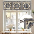 thumbnail image 7 of Light Beige Blue Flower Valances for Windows, 60 x 18in, Medieval Ethnic Turkish Retro Rod Pocket Kitchen Valance Curtain Light Filtering Window Treatments for Living Room Bedroom, 1 Panel, 7 of 7