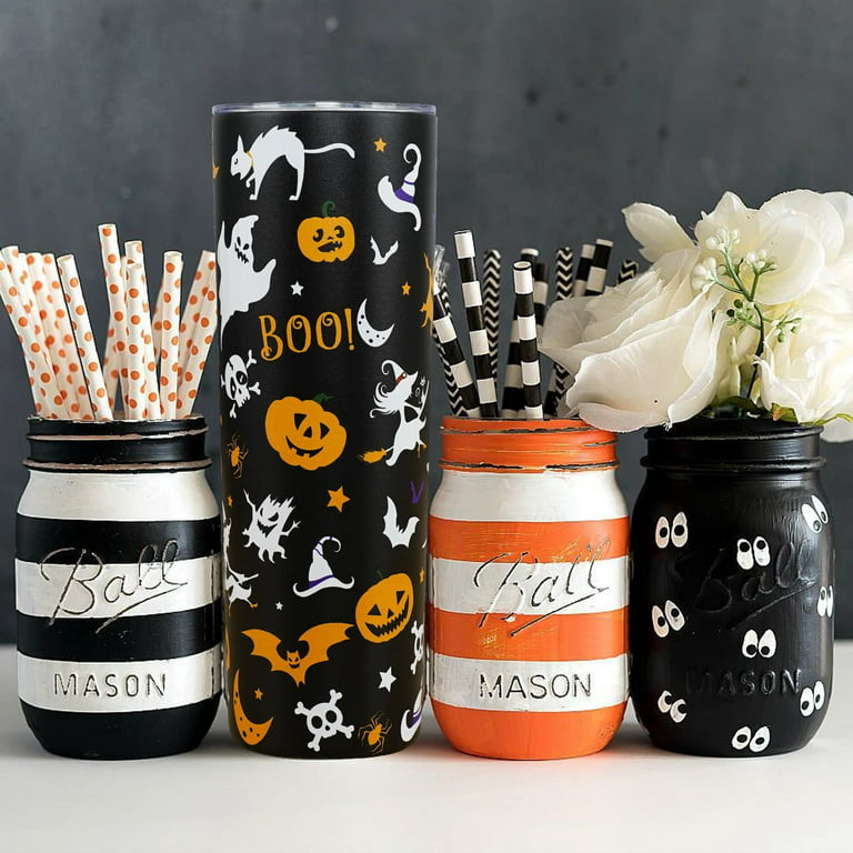 Bicada Goth Decor Halloween Tumblers,Come On Pumpkins Skulls Lets Go Party  Halloween Tumbler with Lid and Straw,Goth Gifts for Women Men Son Daughter