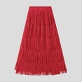 thumbnail image 2 of Gubotare Long Tulle Skirt for Women Trendy High Waisted A Line Fluffy Fairy Mesh Layered Ruffle Skirt (Red,A), 2 of 3