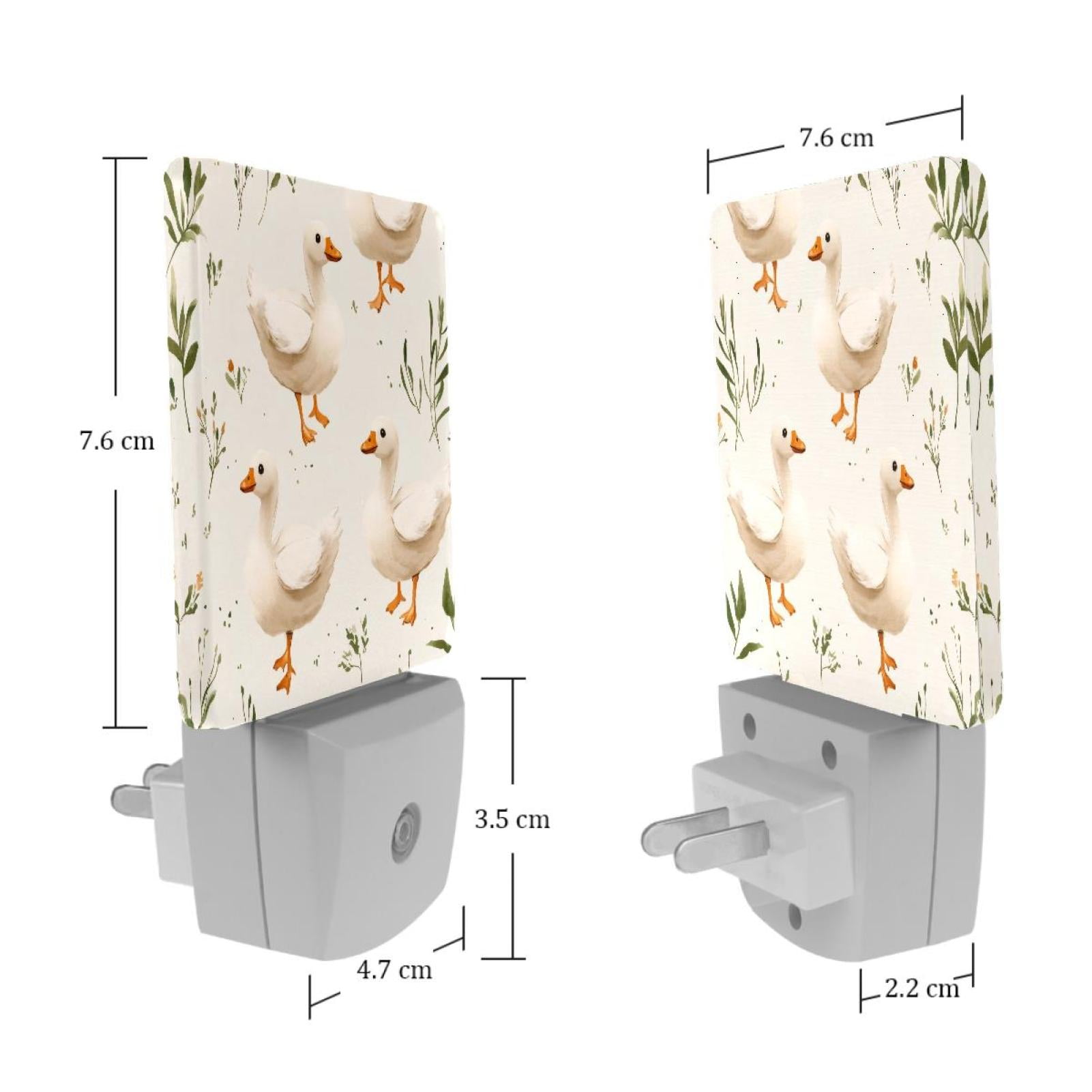 PhooArto White Gooses Patterns Plug in LED Night Light Auto Sensor Dusk to Dawn Decorative Night for Bedroom, Bathroom, Kitchen, Hallway, Stairs, Baby's Room, Energy Saving