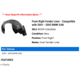 thumbnail image 2 of Front Right Fender Liner - Compatible with 2001 - 2003 BMW 530i 2002, 2 of 2