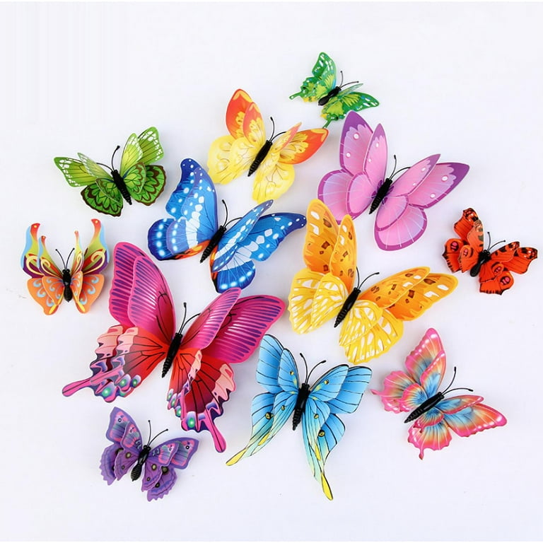 3D Butterfly Multicolor Decorative wall Sticker 12 Pcs (10x8)