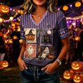 thumbnail image 4 of Stralyhd Halloween Women Shirts Moon Forest Graphic Tee Festival Gathering V‑neck Tops Cottagecore Short Sleeve Shirt L, 4 of 4