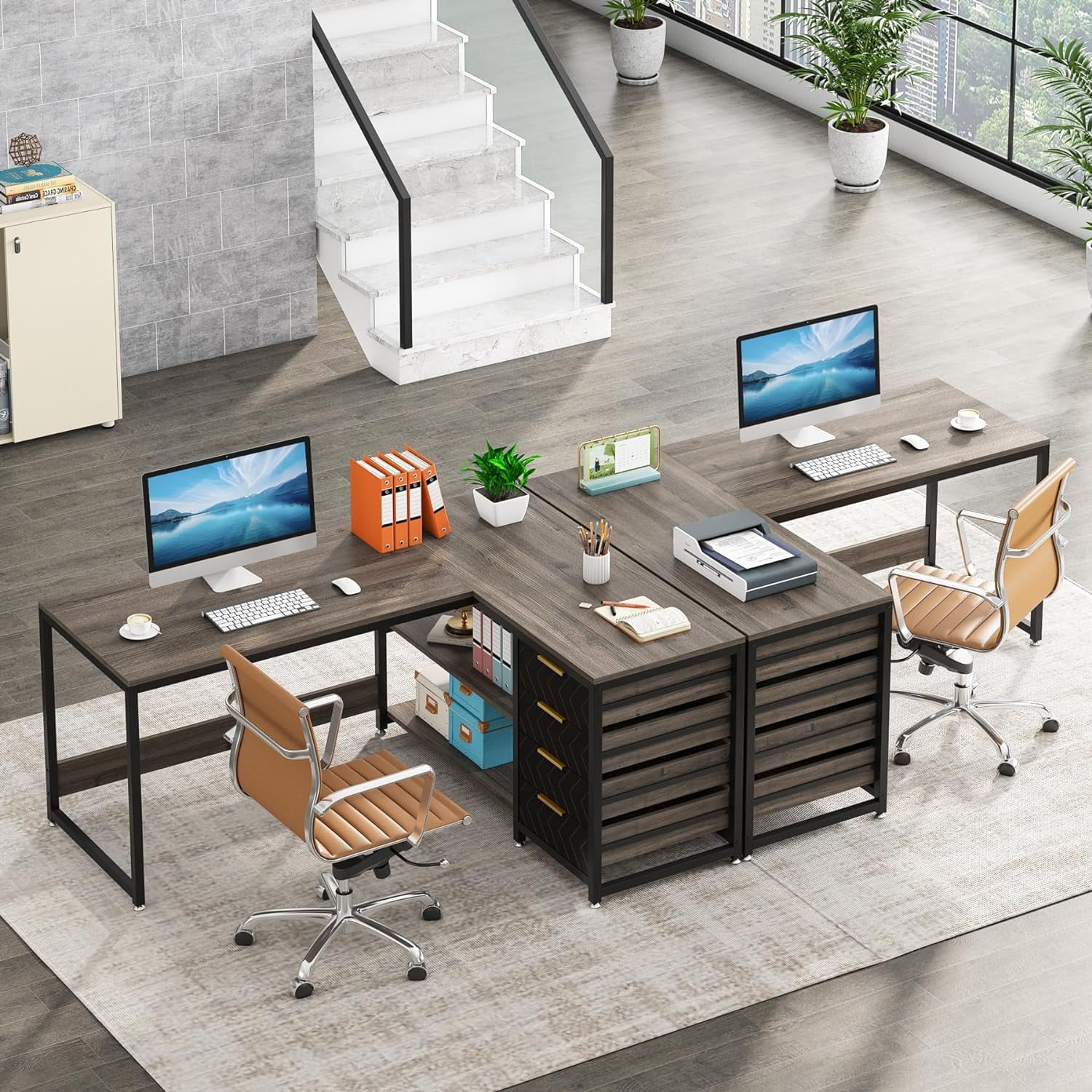 Tribesigns 59" L-Shaped Office Desk, Modern Reversible Computer Study Desk for Home Office, Gray