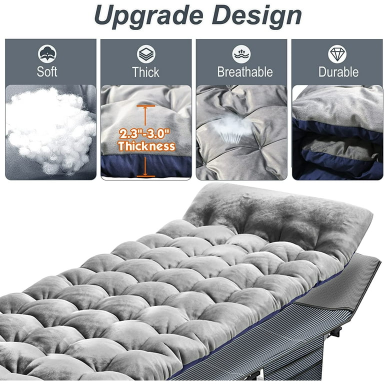 Slsy Folding Camping Cot with Thicker Mattress for Adults 75