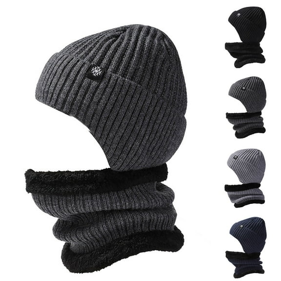 Msgweeeg Winter Hat Neck Gaiter Women Plaid Printed Faux Bucket Hat Warm Windproof Baggy Stretch Winter Soft Caps Wrap Fisherman Hat