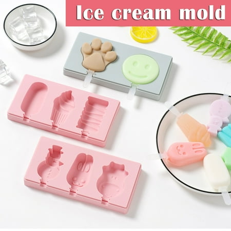 

Dreafly 3 Cavities Silicone Popsicles Molds Reusable Easy Release Cake Popsicles Mold For DIY Kitchen 3 Even Animals