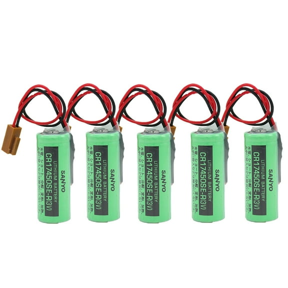 (Pack of 5) 3V CR17450SE-R A98L-0031-0012 2500mah PLC Battery for FANUC with Brown Plug