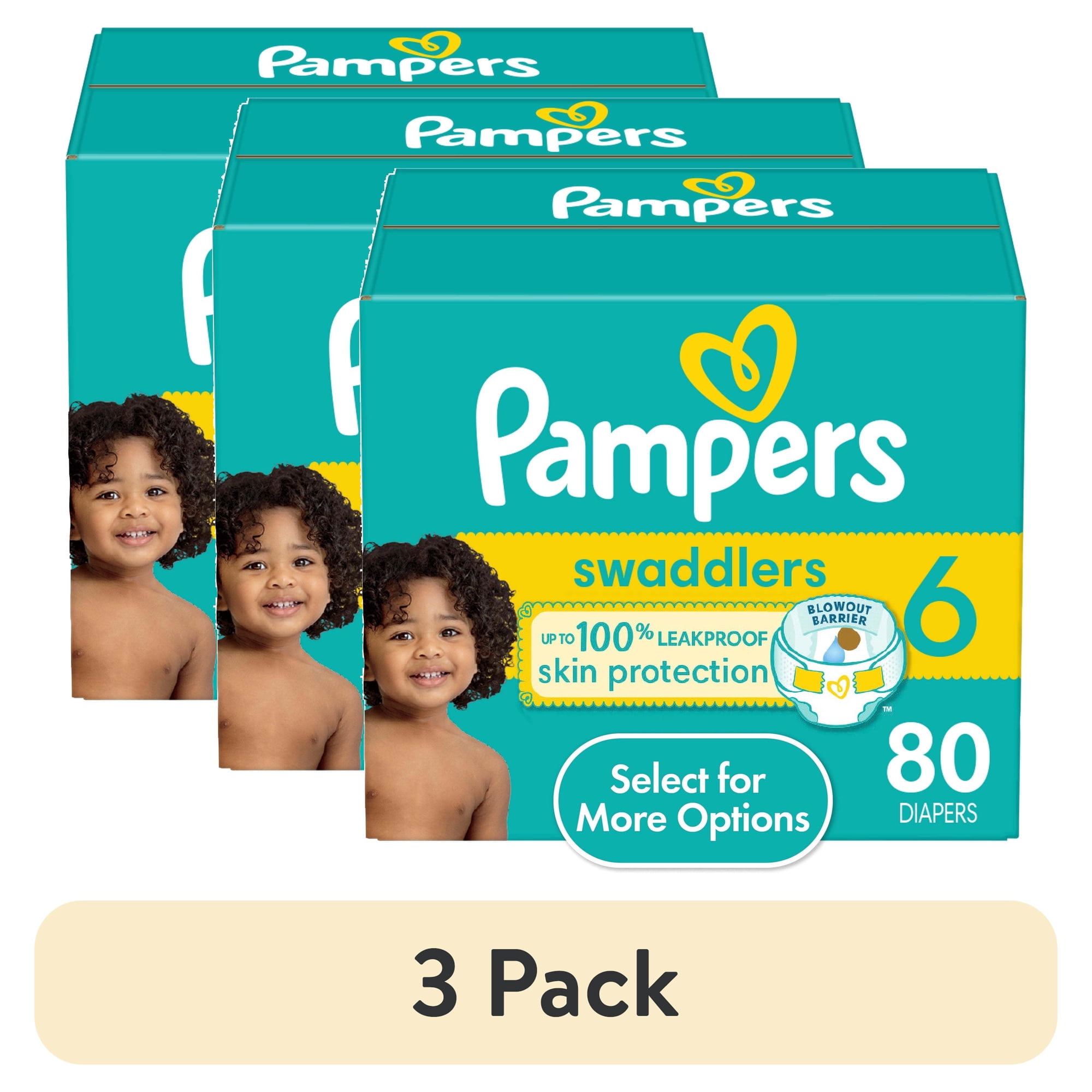 (3 pack) Pampers Swaddlers Baby Diapers Size 6, 80 Count (Select for More Options)