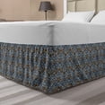 thumbnail image 1 of Antique Oriental Bed Skirt, Rhythmic Inspired Grunge Flowers Illustration, Elastic Bedskirt Dust Ruffle Wrap Around for Bedding Decor, 4 Sizes, Pale Sky Blue Pale Sepia, by Ambesonne, 1 of 2