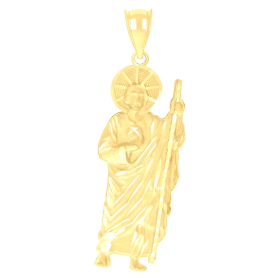 10k Yellow Gold Mens St. Jude Religious Charm Pendant for Men