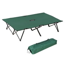 2 Person Folding Camping Cot for Adults, 50" Extra Wide Outdoor Portable Sleeping Cot with Carry Bag, Elevated Camping Bed, Beach Hiking, Green