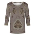 thumbnail image 2 of Fengqque Women's 3/4 Length Sleeve Tops Summer Printed Dressy Casual Tunic Blouses Shirts for Women Gray XXL(XXL), 2 of 5