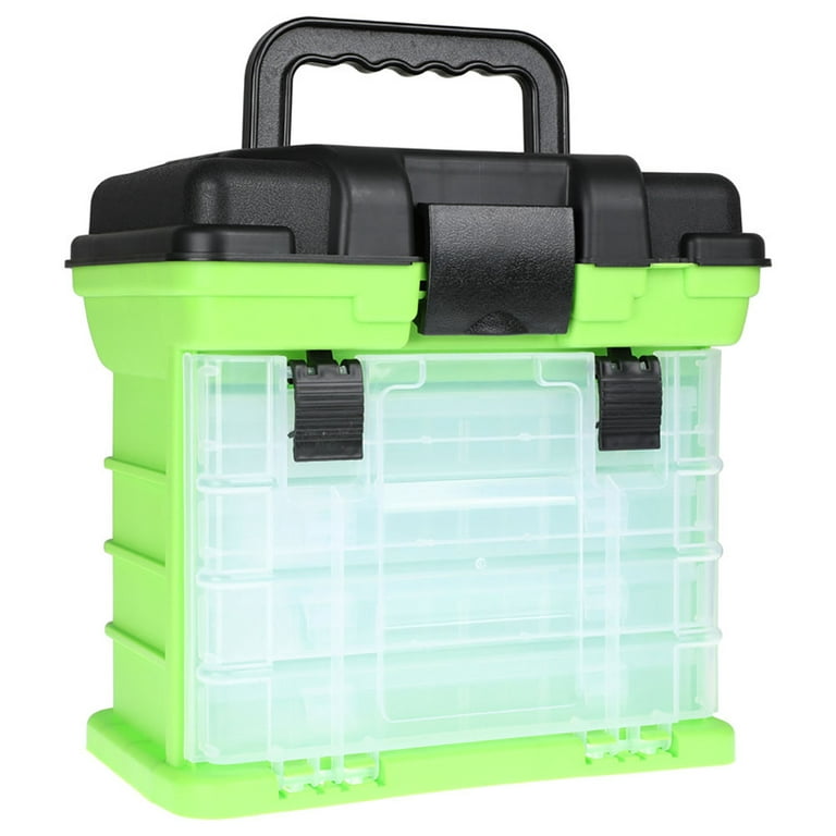 4 Layers Fishing Tackle Box Portable Handheld Large Capacity High-Strength Lure Tool Box with Handle, Size: 27, Green
