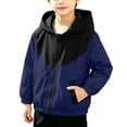 thumbnail image 2 of vokkrv Boys Girls Spring Fall Color Block Zip Up Hooded Jacket, Lightweight Wind Resistant Casual Outerwear, Fashion Daily Outdoor Coat for Kids Blue 1-2 Years, 2 of 7