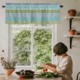 thumbnail image 5 of Boho Stripe Tribal Vingtage Window Valance Curtain Bohemian Style Pattern Rod Pocket Short Curtain for Living Room, Bedroom & Kitchen Window Decor 54x18in, 5 of 8