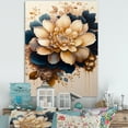 thumbnail image 2 of Designart Light Orange And Dark Blue Dhalia III Canvas Wall Art, 2 of 5