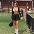 thumbnail image 7 of OQQ Women Mini Skirts 2 in 1 Flowy Sexy Basic Stretchy Cross Over Flared Casual Skirts, 7 of 7