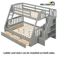 thumbnail image 5 of BELLEMAVE Twin over Full Bunk Bed with three drawer, bulid in ladder and storage stairs, Convertible into 2 beds, Bunk bed /Wood Bunk Bed for Teens(Gray), 5 of 10