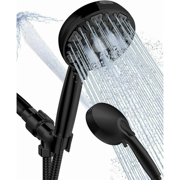 Bailu High Pressure Shower Head features a handheld 7-mode built-in power wash to clean your tub. Tile & Pet, 5" High Flow Handheld Rain Shower Head - Matte Black