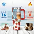thumbnail image 4 of 40oz Cute Red Strawberry Stainless Steel Flip Straw Tumbler Spill Proof Travel Cup Double Wall Vacuum Insulated Coffee Mug with Top Handle, 4 of 6