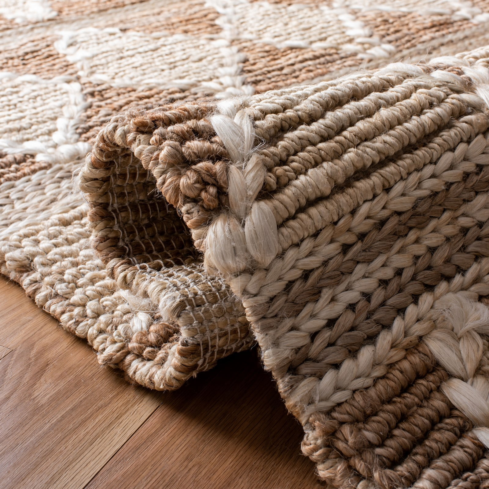 SAFAVIEH Natural Fiber Serenity Geometric Jute Area Rug, Brown/Beige, 9' x 12'