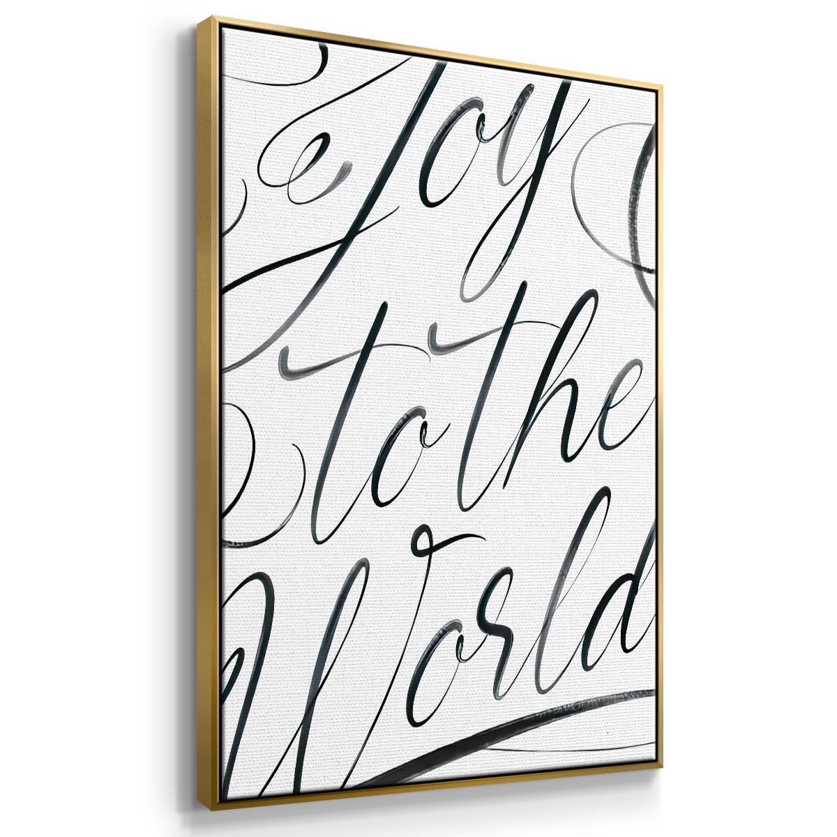 Joy To The World - Framed Gallery Wrapped Holiday Canvas - 17 x 25 - Gold Frame