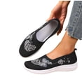 thumbnail image 4 of XUNKUSGA Walking Shoes Women Trendy Embroidered Knit Womens Shoes Casual Breathable Mesh Slip On Shoes Women Lightweight Comfortable Womens Walking Shoes,Black,5.5, 4 of 5