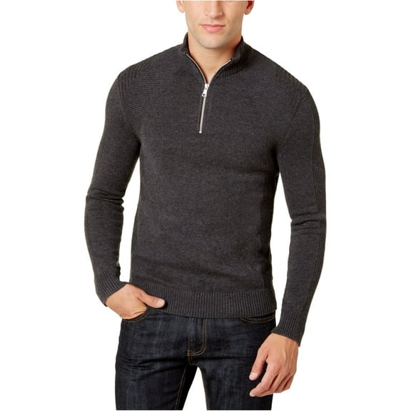 I-N-C Mens Quzrter Zip Pullover Sweater, Grey, Small