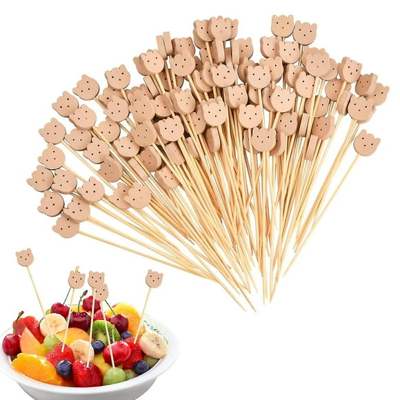 Cocktail Sticks 100 Counts Bamboo Toothpicks Fancy Cocktail Toothpicks For Bamboo Cocktail Picks For Charcuterie Desserts Burgers Fruit Wedding Party