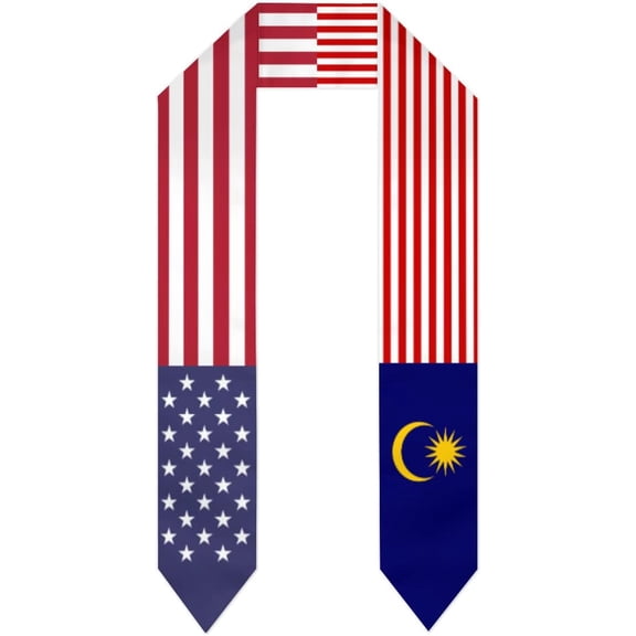 Malaysia & USA United States Flag Graduation Stole For International Student Stole Pride Cheers Shawls