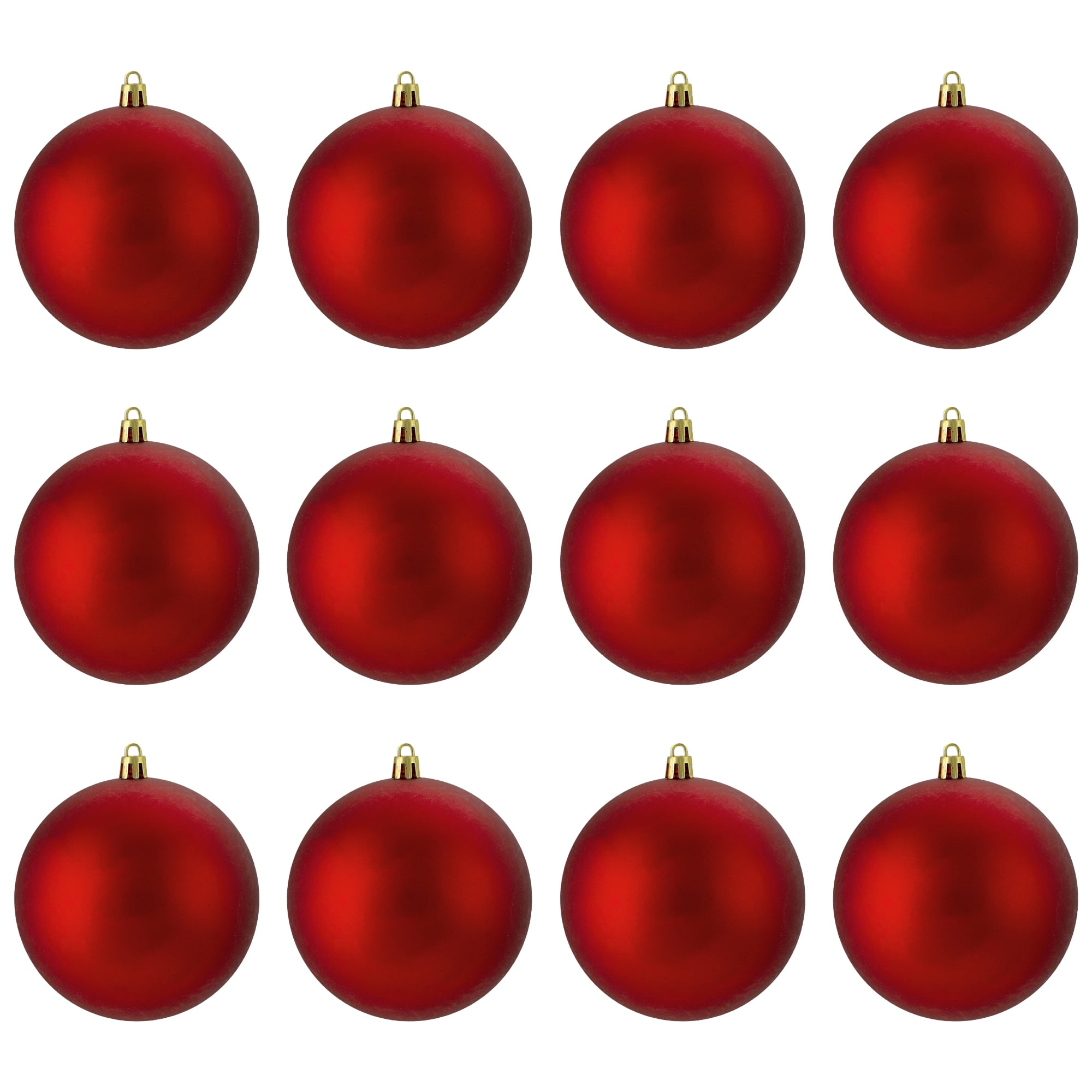 Northlight 12ct Shatterproof Matte Christmas Ball Ornament Set 4" - Red